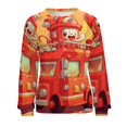 thumbnail image 7 of Fire Engine Car Truck Women's Floral Printed Sweatshirt Long Sleeve Crewneck Casual Loose Vintage Graphic Pullover Tops, 7 of 7