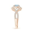 thumbnail image 3 of ANGARA Natural 1.12 ct Aquamarine Crossover Shank Cocktail Ring with Halo in 14K Rose Gold for Women (Size-7mm) | March Birthstone, Anniversary, Jewelry Gift for Women | Natural Aquamarine Ring, 3 of 9