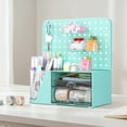 thumbnail image 7 of Vivin Desk Organizer, Small 2 Drawer Unit and Pen Holders, Multi-Purpose Pegboard organizer For Home Office, Mint gree, 7 of 7