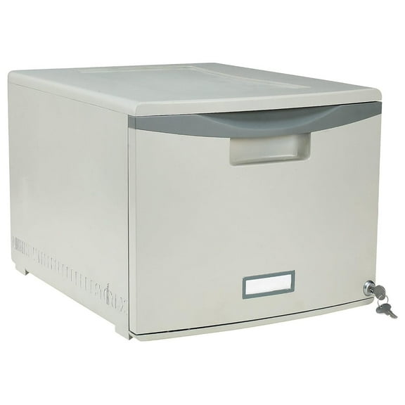 Plastic One-Drawer File Cabinet – Locking Document Organizer for Home and Office, Gray, 1-Pack (61251B01C) 1-Drawer, No Casters Grey/Dark Grey