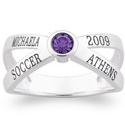 Sterling Silver Crossover Birthstone Class Ring