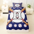 thumbnail image 3 of Erosebridal Personalized Initial H Baseball Print Twin Sheet Sets 3pcs for Boys Girls,Teens Sport Theme Bedding,Lightweight Room Decor, 3 of 5