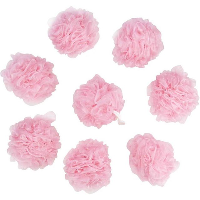 Esponja de ducha para baño, esponja de limpieza para baño corporal, rosa, 8 paquetes"