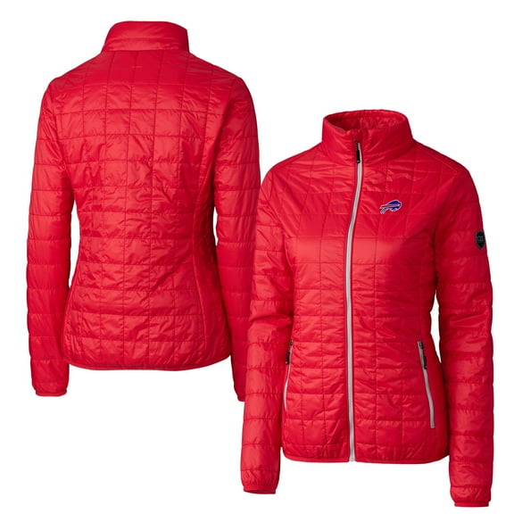 Women's Cutter & Buck Red Buffalo Bills Rainier PrimaLoft Eco Insulated Full-Zip Puffer Jacket