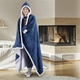 thumbnail image 2 of Hooded Blanket Throw Wearable Cuddle 100% Polyester China Blue, 2 of 2