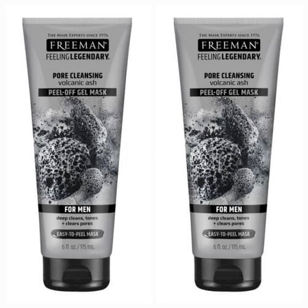 2 PACK Of Freeman Feeling Legendary Men Peel-Off Gel Mask, Volcanic Ash, 6 fl oz