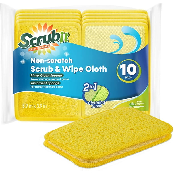 Scrub and Wipe Cleaning Pads [10 Pack] SCRUBIT Dual Sided Scouring