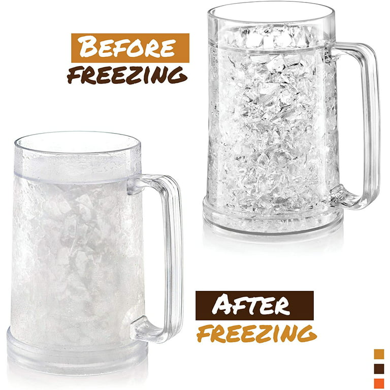 luxail Freezer Beer Mugs, Double Wall, Insulated Gel Plastic Pint Freezable  Glasses, 16 oz, Clear 2 …See more luxail Freezer Beer Mugs, Double Wall