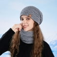 thumbnail image 2 of Ugoldhm Women's Winter Knit Beanie Scarf Set - Fleece Lined Neck Warmer & Slouchy Hat for Cold Weather, 2 of 2