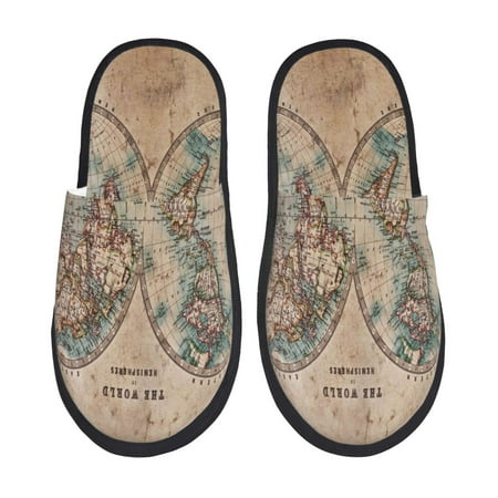 

Sikiie The World is Hemisphere Fuzzy Slip-on Slippers Warm Cozy Soft Lightweight Memory Foam Indoor House ShoesMedium