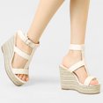 thumbnail image 2 of Sandalias De Plataforma De Cuña De Tiras Para Mujer Beige 41 Allegra K, 2 of 7