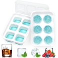 thumbnail image 1 of RV Molde de silicona para cubitos de hielo, bandejas para cubitos de hielo con tapa, 6 cubitos de hielo redondos y 6 cubitos de hielo cuadrados, bandeja apilable para cubitos de hielo, sin BPA, para bebidas frías, cócteles de whisky oso de fresa Electrónica, 1 of 5