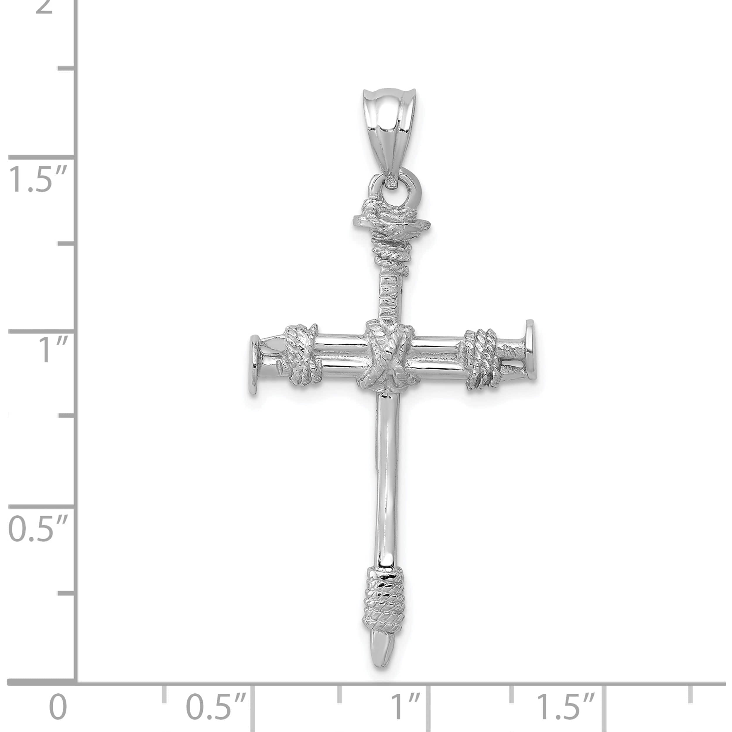 14K White Gold Nail Cross Pendant (40 X 20) Made In United States d807