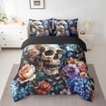 thumbnail image 2 of Feelyou Skeleton Bedding Comforter Set 7pcs for Adult, Gothic Romantic King Bedding Sets, Anniversary Rose Flower Reversible Bed Sheets, Luxury Bedroom Decor, 2 of 7