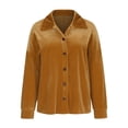 thumbnail image 4 of ClodeEU Women's Gold Velvet Long-Sleeved Shirt,Lapel Cardigan Solid Color Blouse Yellow,Womens Plus S, 4 of 6