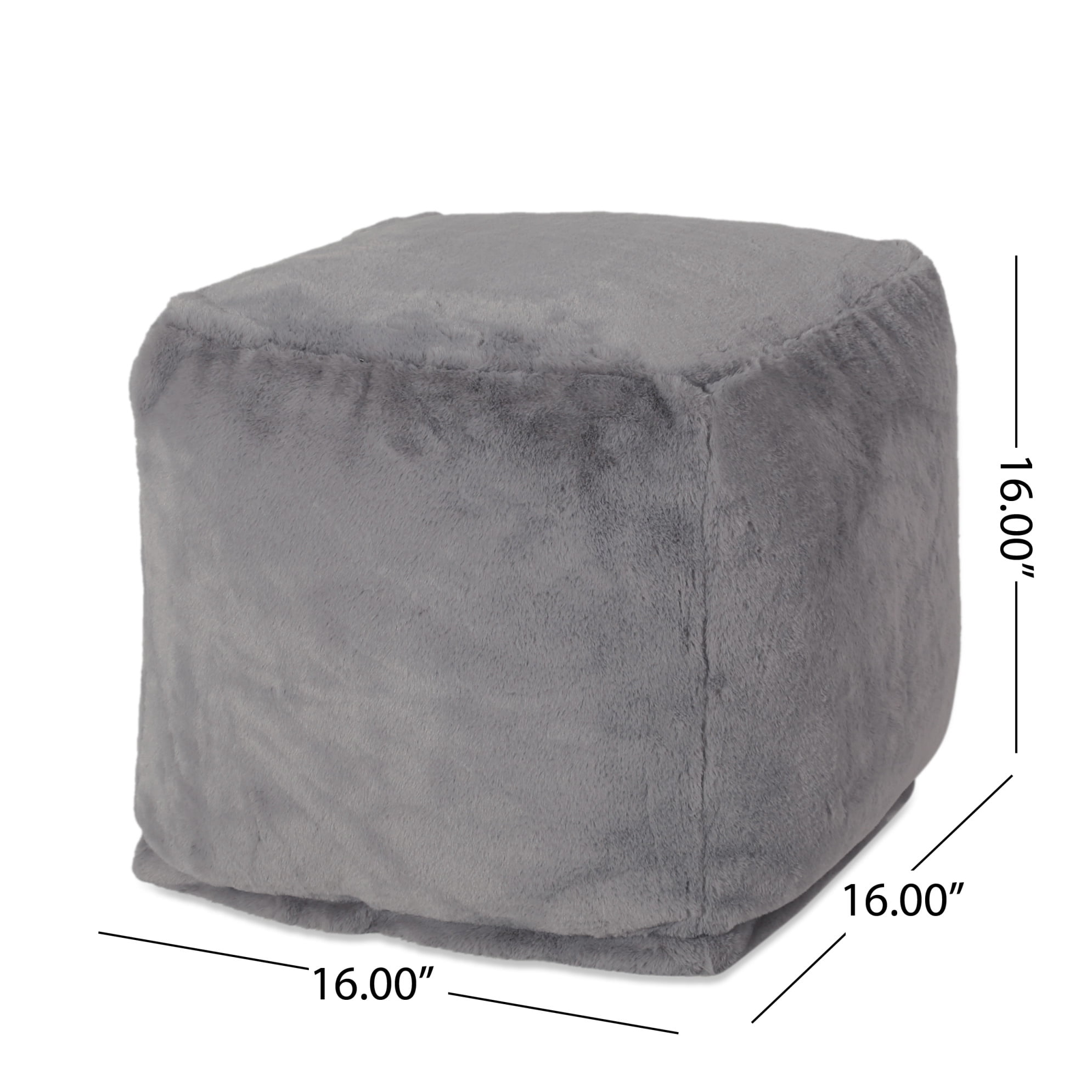 OTAUTAU Big Cube Fluffy Fur Bean Bag Pouf Ottoman Cover Beanbag Chair  Footrest Floor Seat Footstool Futon Stool Bench JD12LSM1T