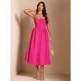 thumbnail image 6 of Hot Pink Spaghetti Strap Fit & Flare Midi Dress For Party, Evening Or Elegant Casual Wear, 6 of 7