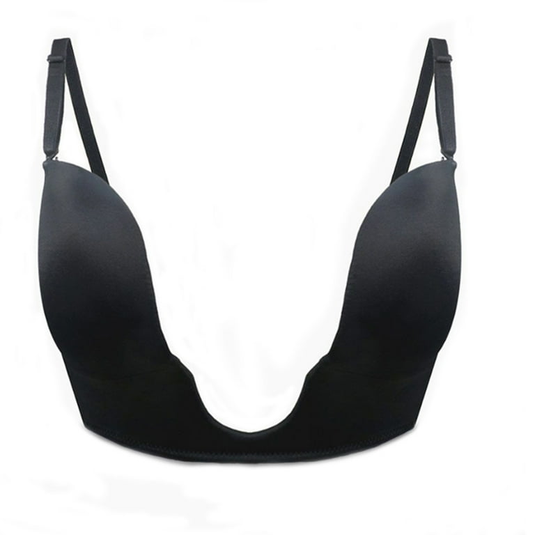 YANDW Deep V Plunge Push Up Bra Low Cut Padded Add 2 Cup Convertible with  Clear Straps Bras Black,32A : : Clothing, Shoes & Accessories