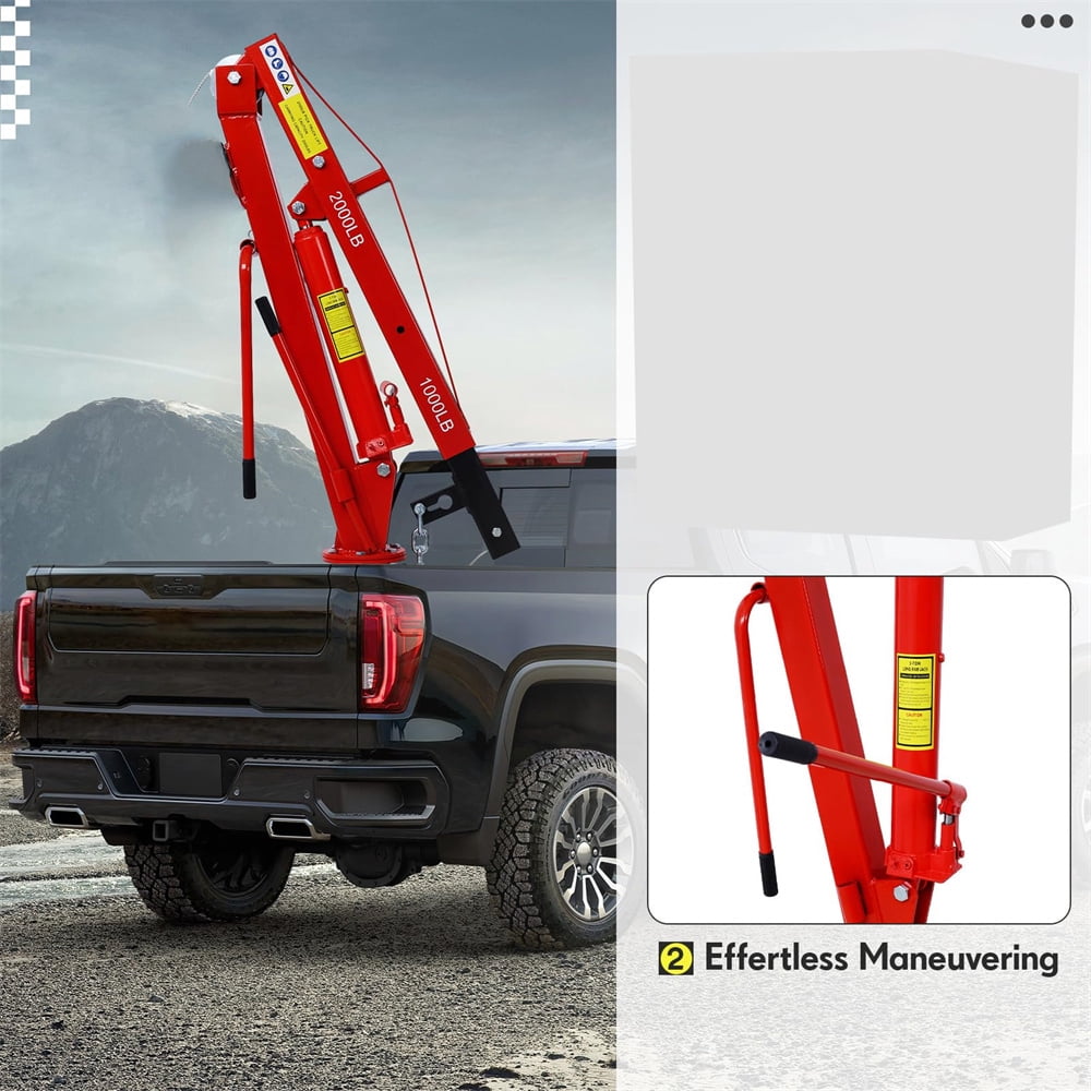 Hydraulic Pickup Truck Crane,Folding Truck-Mounted Bed Crane,360° Swivel Truck Jib Engine Hoist Crane,Truck Bed Lift in Construction, Factory