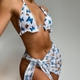 thumbnail image 1 of Traje de baño bikini de tres piezas HUOGUO con estampado de mariposas para mujer, 1 of 3