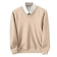 thumbnail image 2 of BSDJILFG Mens Sweater Juniors Casual Lightweight V-Neck Pullovers Slim Fit Long Sleeve Knit Tops Back-To-School, 2 of 7