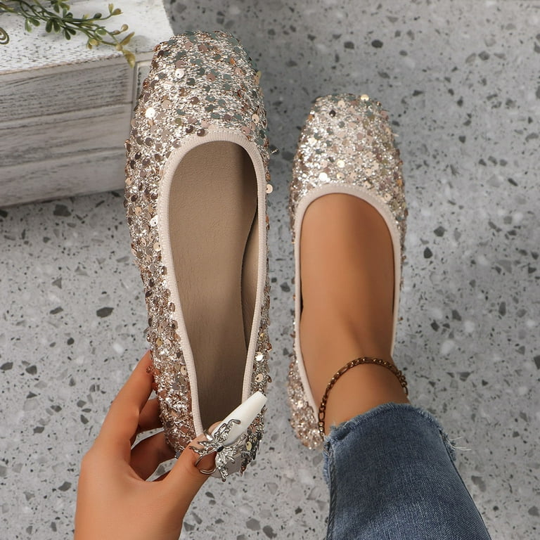 Tawop Women's Shoes Womens Dress Shoes Work Shoes Flats Casual Comfort  Round Toe Slip On Rose Gold 9 - Walmart.com