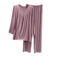thumbnail image 3 of Wensltd Womens Long Sleeve Pajama Sets V-neck Pullover Top and Pants Casual Sleepwear Sets, 3 of 3