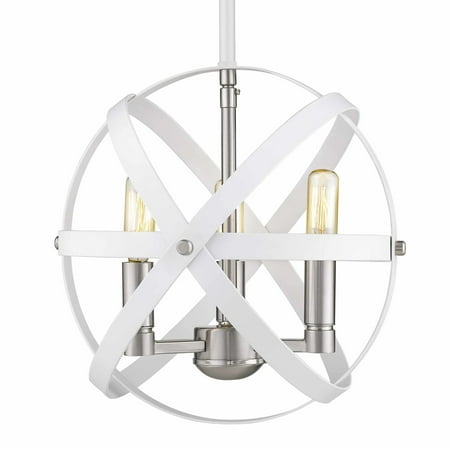 

Z-Lite 463-12 Cavallo 3 Light 12 Wide Globe Chandelier - Hammered White / Brushed Nickel