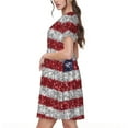 thumbnail image 2 of Fotbe Robe Motif Drapeau Américain Pailleté Décontractée Mode Femme Manches Courtes Robe Maxi Robe T-Shirt Rayée Longue à Blocs de Couleur, 2 of 6