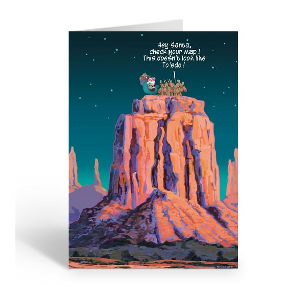 Santa is a Little Lost Christmas Card - 5" x 7" Christmas Card - 18 Cards & 19 W