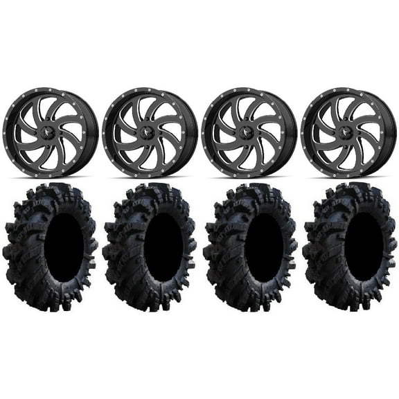 MSA Milled Switch 18" UTV Wheels 36" Intimidator Tires Kawasaki Teryx Mule