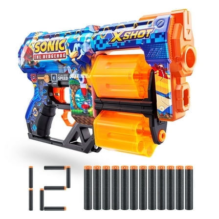 XSHOT Skins Dread Blaster - Mega Sonic Skin (12 Darts) by ZURU, Outdoor Toys for Ages 8 