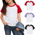 thumbnail image 6 of Gfyviroh 3 Pack Girls Basic T-Shirts Color Block Cotton Short Sleeve Tee Shirt Soft Summer Versatile Casual Tops, 6 of 7