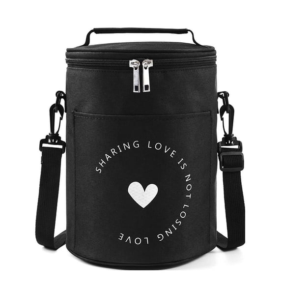 YIEMEEN Waterproof Oxford Insulated Round Lunch Tote Cylinder Cooler Thermo Bento Bag
