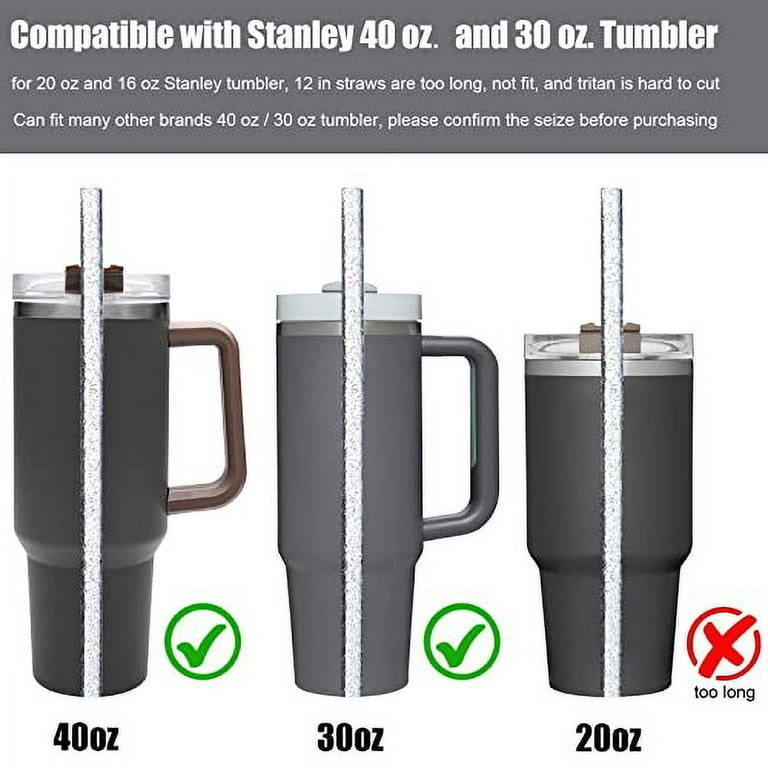 ALINK 10 Pack Replacement Straws for Stanley 40 oz 30 oz Tumbler, 12 in  Long Reusable Plastic Clear Straws for Stanley Cup Accessories, Half Gallon