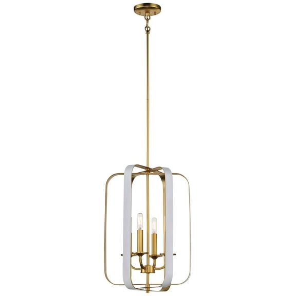 Minka Lavery Aureum 14"W Gold and White Open Cage 4-Light Pendant Light