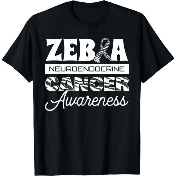 Zebra Neuroendocrine Cancer Awareness Ribbon Carcinoma Tumor T-Shirt mens t shirt，black，women，funny，misfits，men，journey