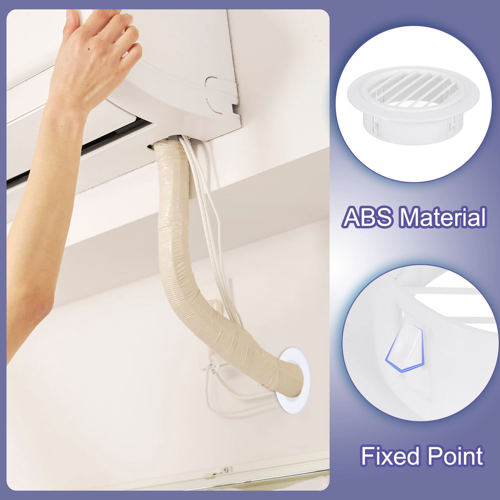 Round Air Vent 4" (102mm), ABS Vent Cover Louver Grille Vent for Bathroom Office Kitchen Bedroom, White, 2 Pack