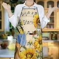 thumbnail image 6 of Beige Music Sunflower Guitar Pattern Apron-Garden Aprons for Women with Pockets-Cotton Linen Waterproof Kitchen Cooking Gardening Aprons Adjustable for Kitchen,Cooking,BBQ and Salon 33x27 Inch, 6 of 7