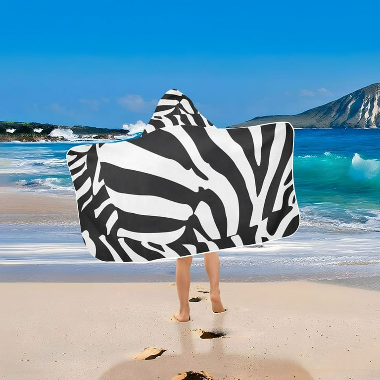 Swimming Towel Zebra Beach Towel Zebra Stripe Toddler Hooded Beach