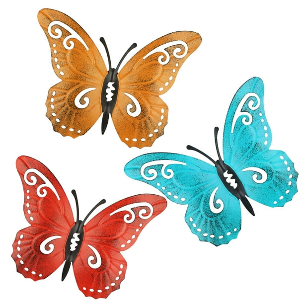 Download Metal Butterfly Wall Art Eeekit 3d Butterflies Wall Decor Hanging Sculpture For Home Bedroom Indoor Outdoor Yard Patio Garden Decoration 3 Pack Walmart Com Walmart Com