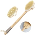 thumbnail image 1 of wonima11 Dry Brushing Body Brush, Body Scrubber for Men Women, Back Scrubber for Shower, Natural Bristle Exfoliator Scrubber for Body Cellulite and Lymphatic, Long Handle, Detachable, Dual Brush Heads, 1 of 1