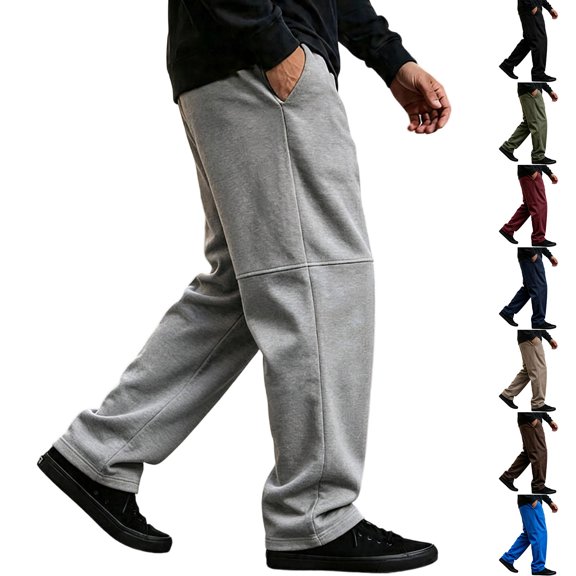 HomeDM Mens Athletic Sweatpants with Pockets Workout Casual Hiking Pants Gray Elastic Waist Athletic Joggers Size L