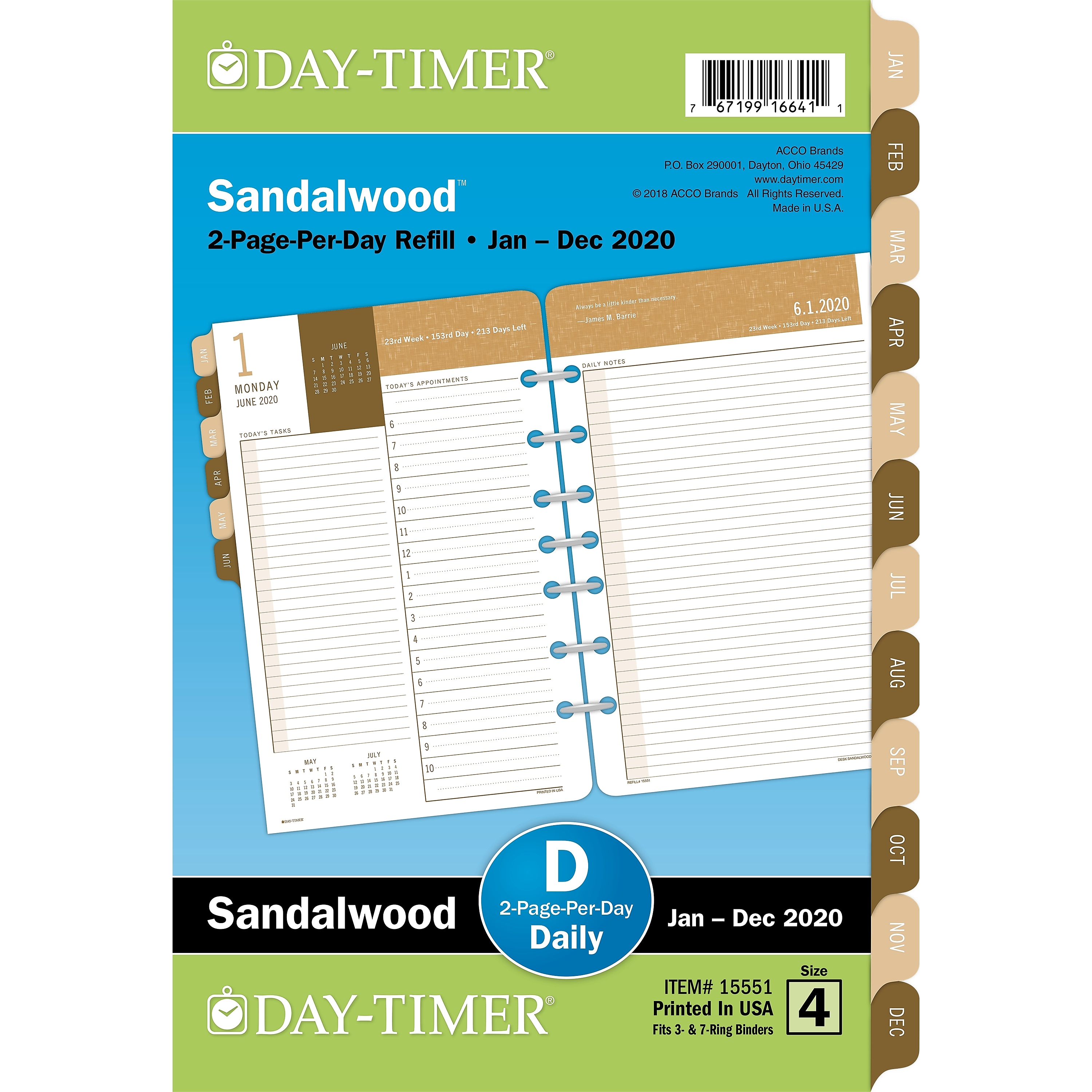 DayTimer® Sandalwood 2PagePerDay Refill, 51/2" x 81/2
