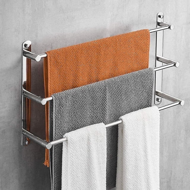 Toallero, Toallero de Acero Inoxidable 304, Estante con 3 Varillas, Toallero de baño montado en la Pared de 40 cm