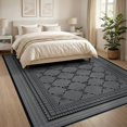 thumbnail image 3 of ODIKA 8'x10' Washable Area Rug Non-Shedding, Easy Care, Large Contemporary Abstract Lattice Blackrug Pile Grey Classroom for King Size Bedroom Under Bed, Master Suite, 3 of 7