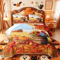 thumbnail image 2 of Manfei Classic Halloween Pumpkin Lantern Bed Spread Queen,Ghost Print Queen Coverlet Set,3 Pieces,1 Quilt and 2 Pillowcases, 2 of 7