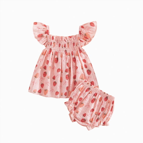 KPOPLK Newborn Baby Girl Clothes Summer Outfits Set Infant Ruffle Sleeveless Strap Cute Bow Tank Tops 3 6 12 18 Months(6-12 Months,Red)