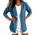 thumbnail image 5 of Classic Denim Cardigan for Women, Long Sleeve Open Front Jean Jacket - Casual Loose Fit Lightweight Shirt Coat for Spring Fall Layering Blue XXL, 5 of 6