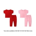 thumbnail image 3 of Minnieouse Verano niñas manga corta cuello camiseta pantalones conjunto estilo Casual fiesta Tops cintura elástica pantalones Kit ropa conjuntos de ropa Rosa 120cm, 3 of 6